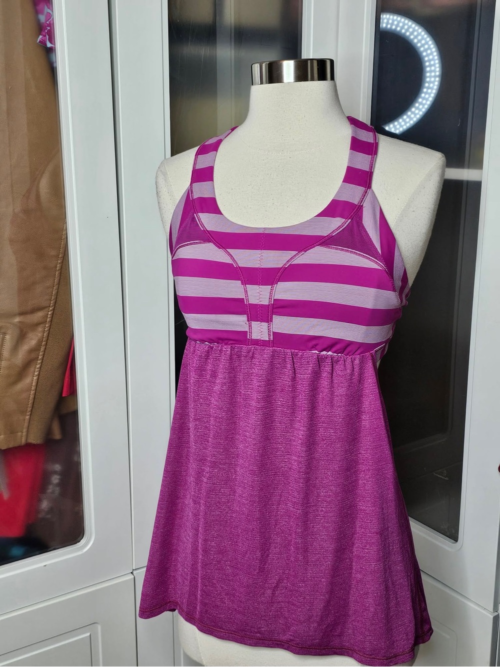 lululemon athletica Pink Striped Racerback Shelf Tank